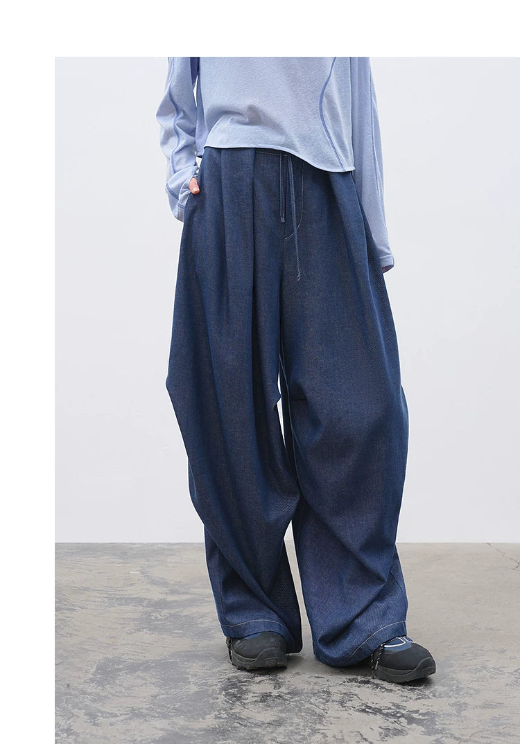 Loose Casual Wide-Leg Drapey Jeans