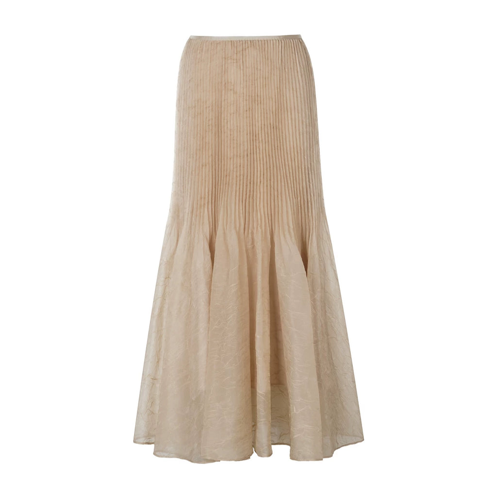 Pleated Mermaid Hem Midi Skirt