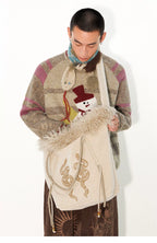 Snake Print Lamb Wool Embroidered Bag