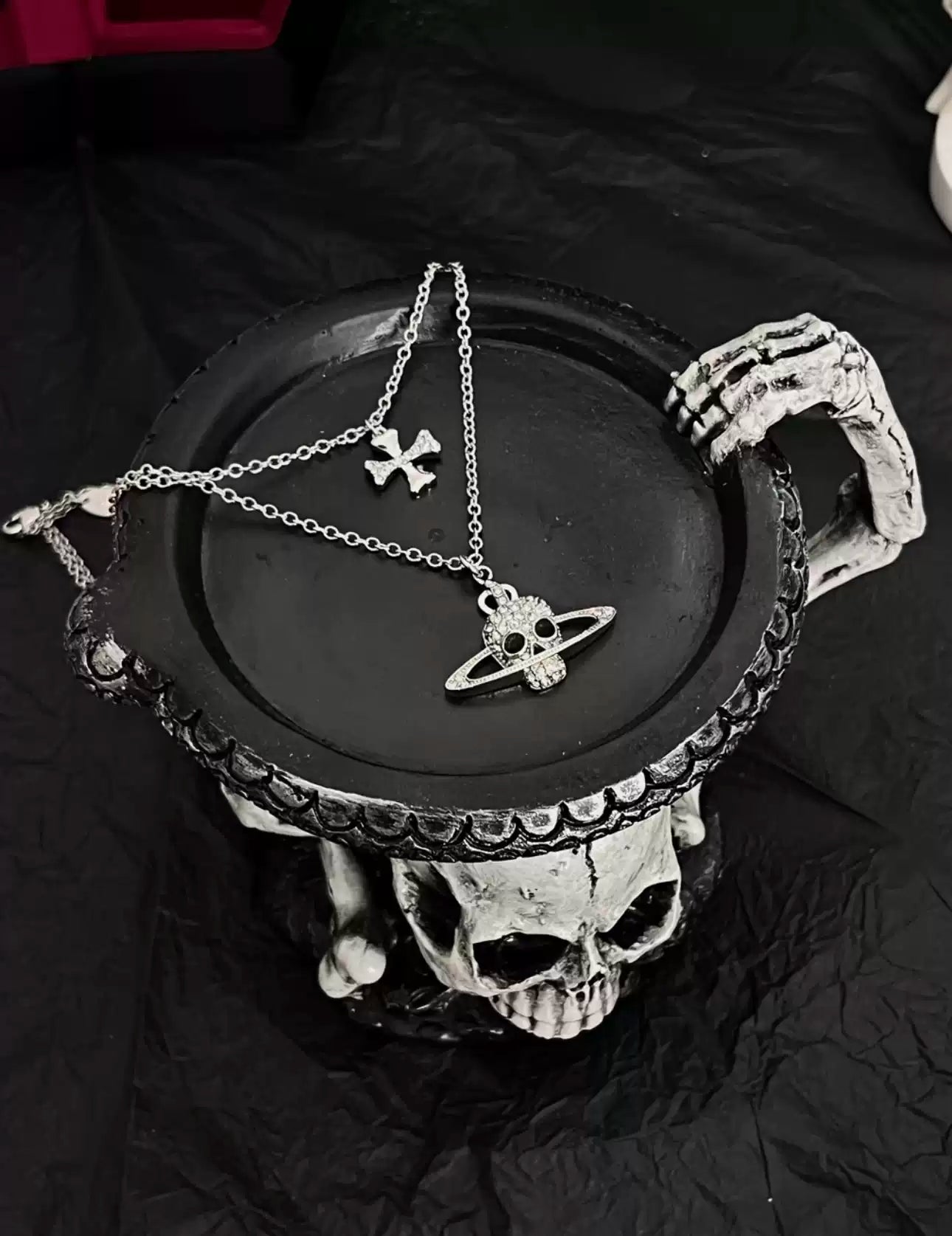 Saturn Skull Cross Layered Necklace Main image
