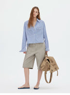 Washed Utility Cargo Shorts with Double Knee Pockets