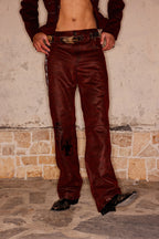 Printed Coated Bootcut Jeans