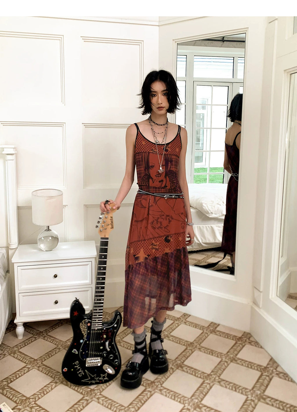 NANA Collaboration Printed Slip Dress