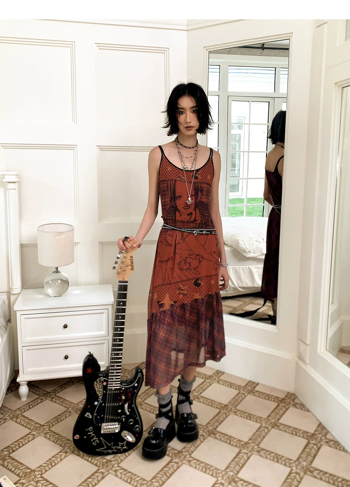 NANA Collaboration Printed Slip Dress