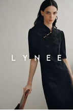 Jacquard Bias-Cut Mid-Sleeve Cheongsam Dress