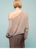Asymmetric Shoulder Lyocell Linen Knit Cover-Up