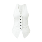 French-Inspired V-Neck Sleeveless Fitted Vest