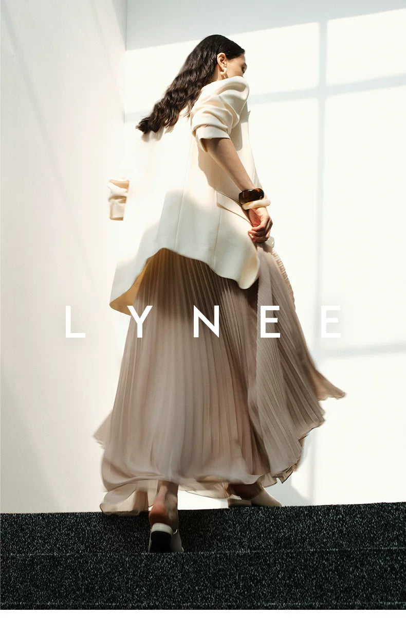 Elegant Chiffon Pleated A-Line Maxi Skirt