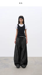 Loose Structured Panel Balloon Casual Pants