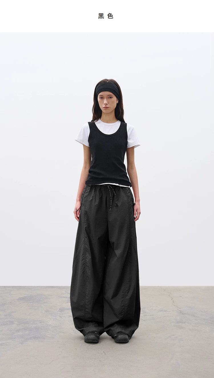 Loose Structured Panel Balloon Casual Pants