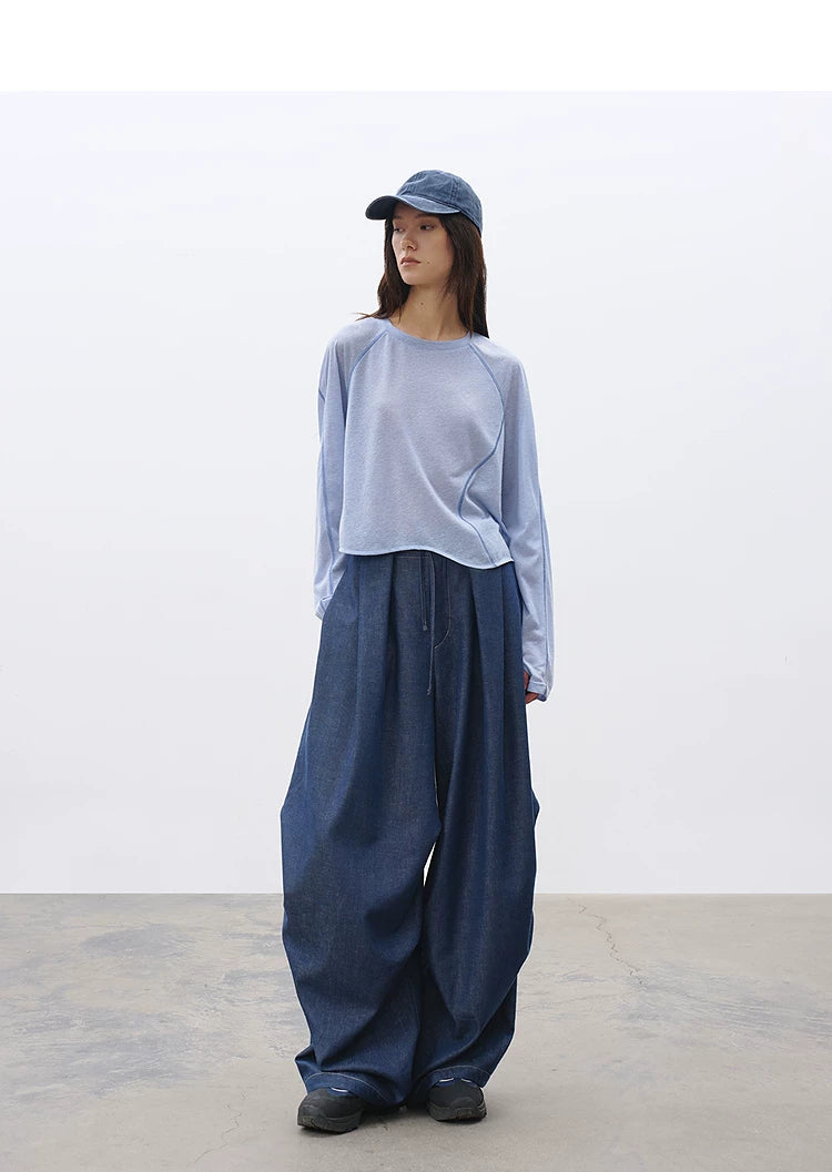 Loose Casual Wide-Leg Drapey Jeans