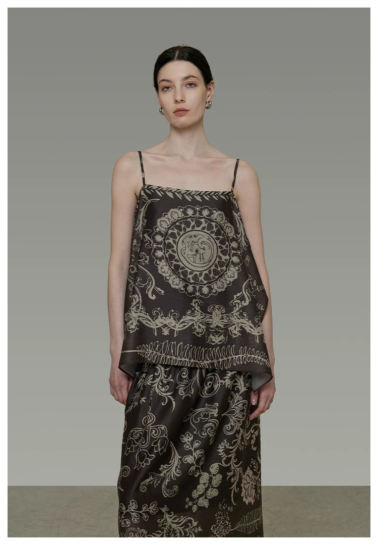 Boho Ethnic Print Vacation Cami Top