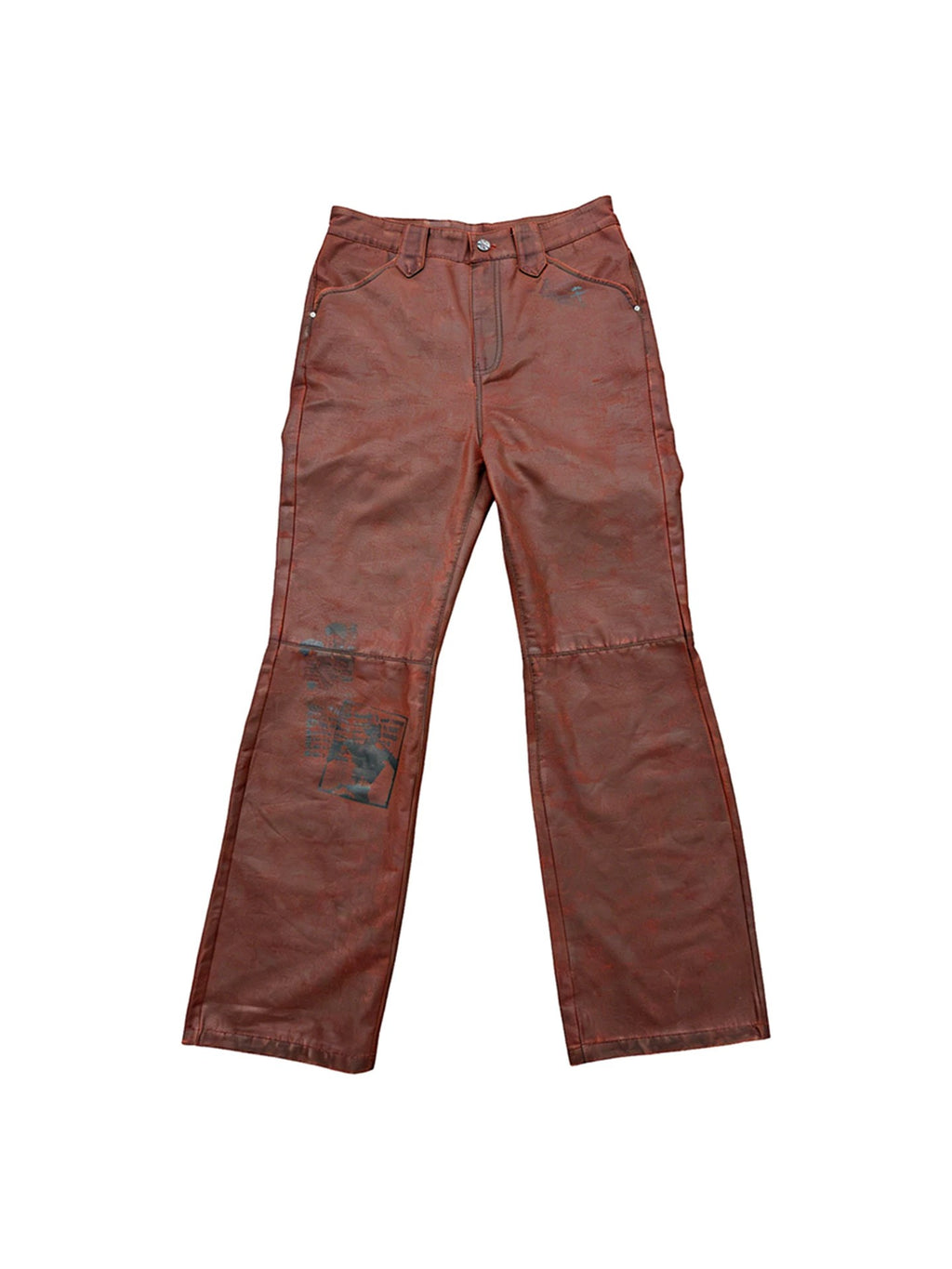 Printed Coated Bootcut Jeans