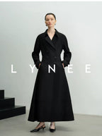 A-Line Hem Waist-Cinching Wool Trench Coat