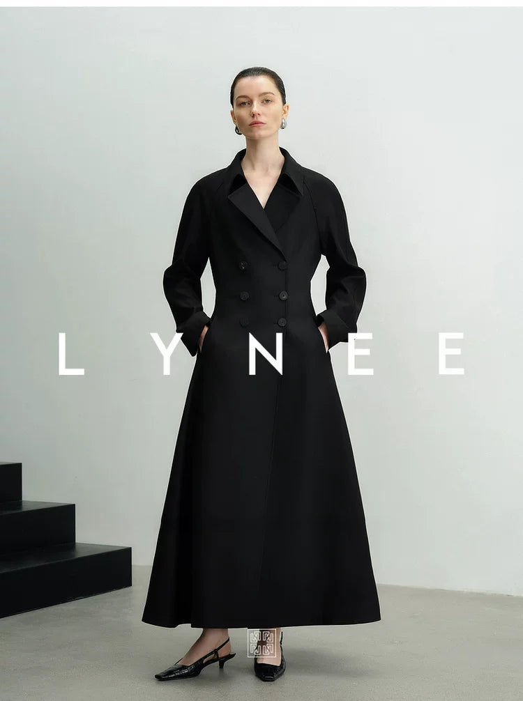 A-Line Hem Waist-Cinching Wool Trench Coat