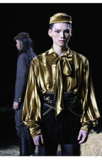 French Vintage Velvet Drop-Shoulder Long Sleeve Shirt