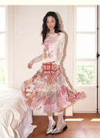 Irregular Patchwork Plaid Tiered Skirt