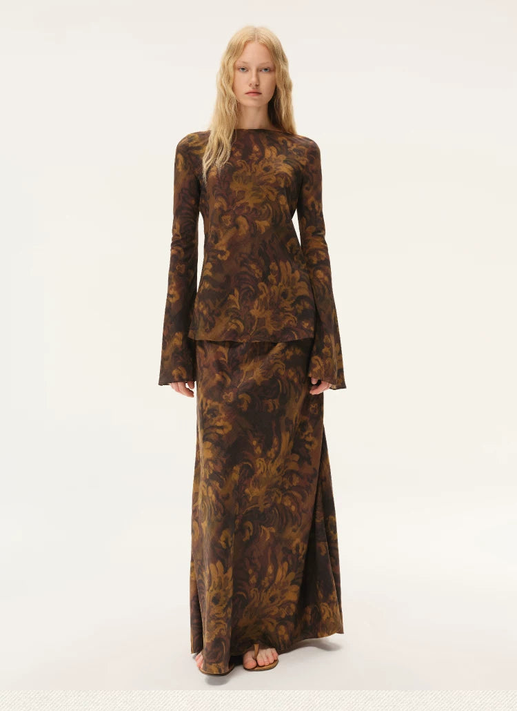 Painterly Print Long Sleeve Top