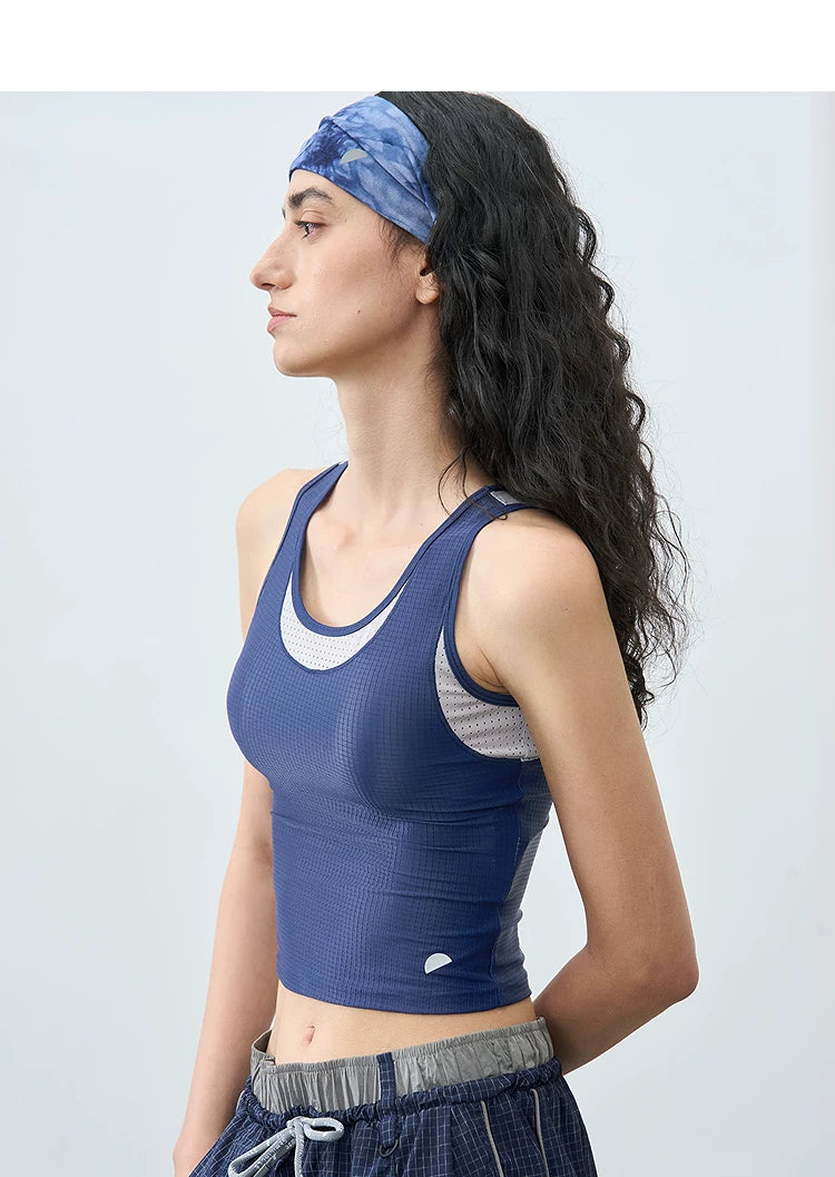 Summer Slim-Fit Two-in-One Color-Block Round Neck Tank Top