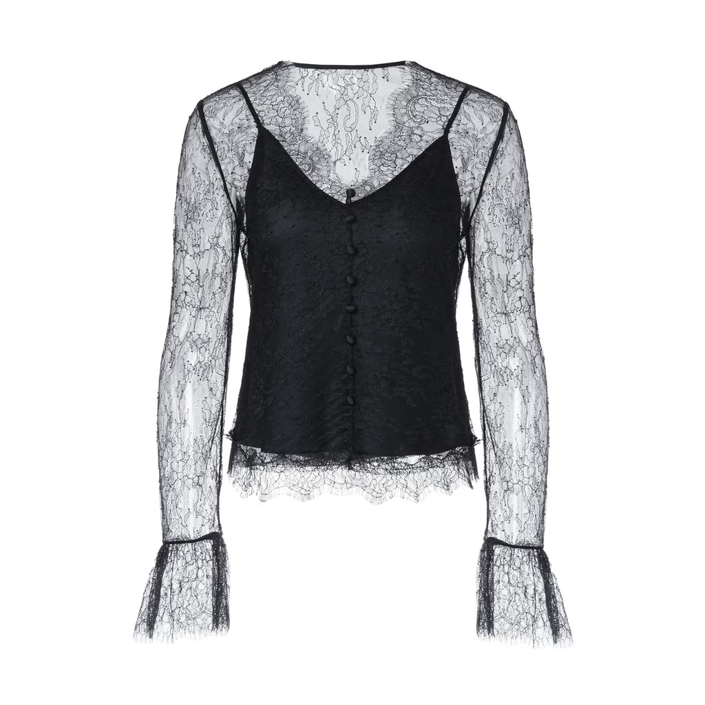 Women's Lace Trim V-Neck Slim Fit Layering Top