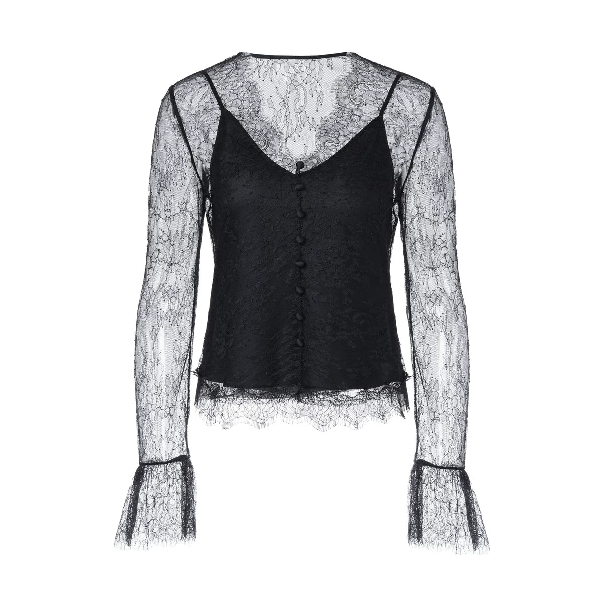 Women's Lace Trim V-Neck Slim Fit Layering Top