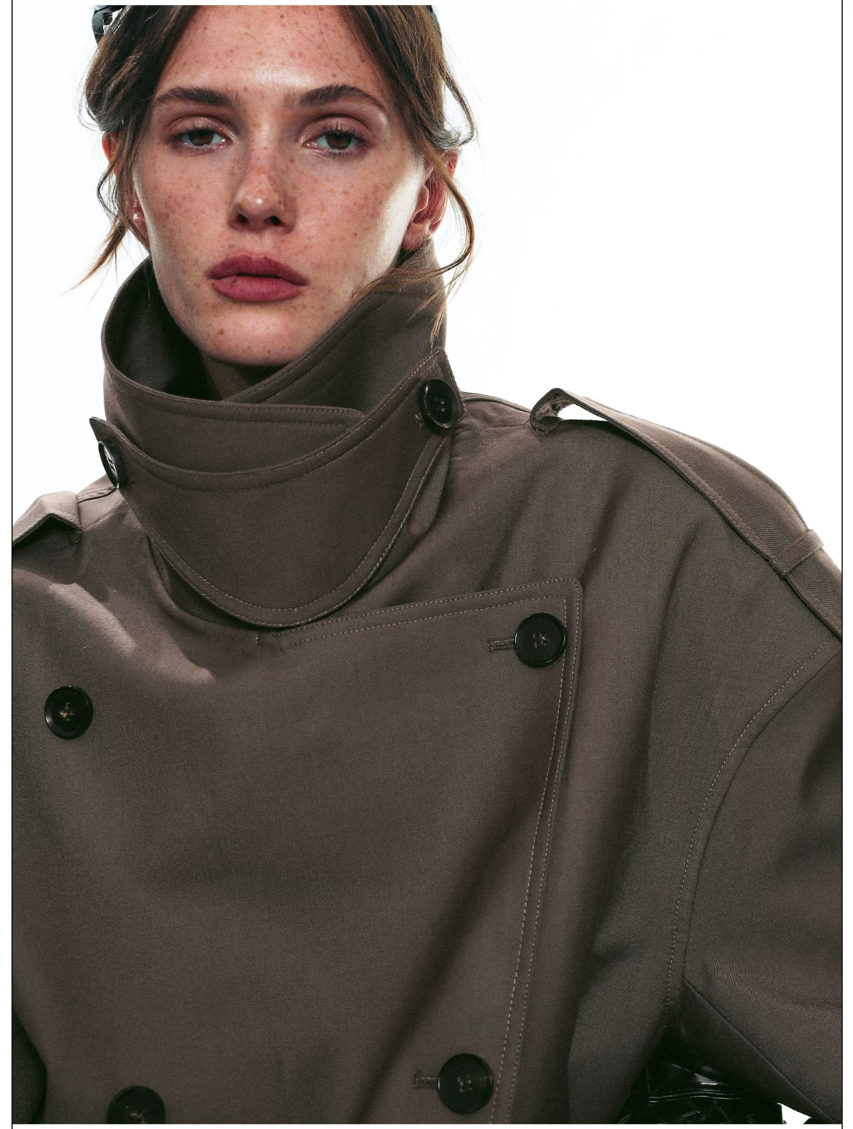 French Vintage Double-Breasted Cropped Trench Jacket