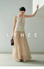 Pleated Mermaid Hem Midi Skirt