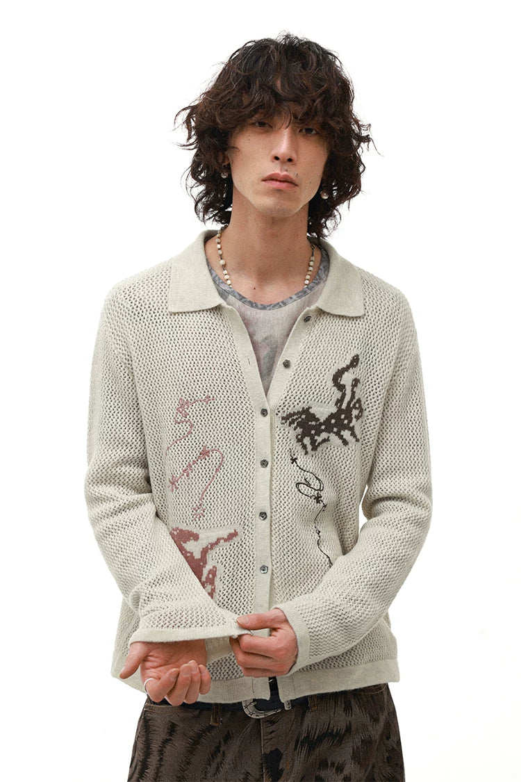 Horse Year Floral Jacquard Knit Cardigan