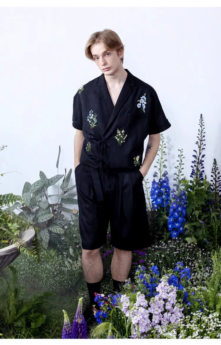 Botanical Embroidered Oversized Shirt