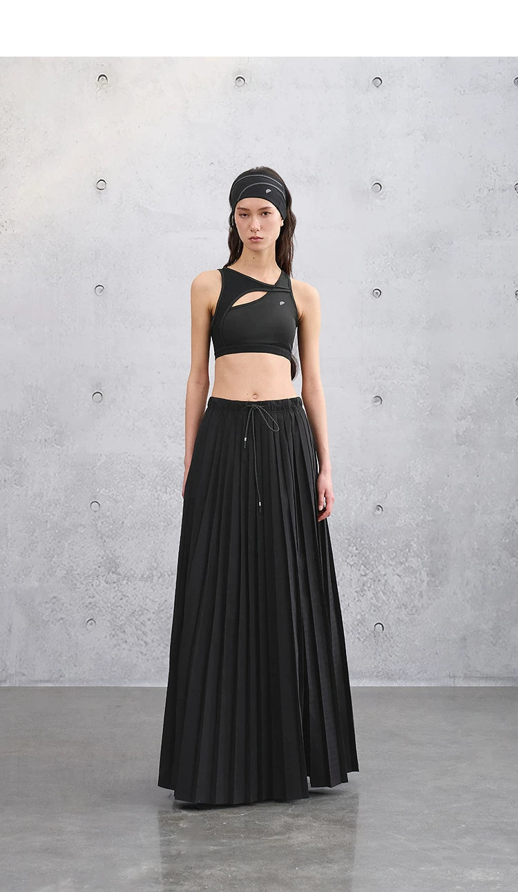 Loose Casual Elastic Waist Pleated Skirt