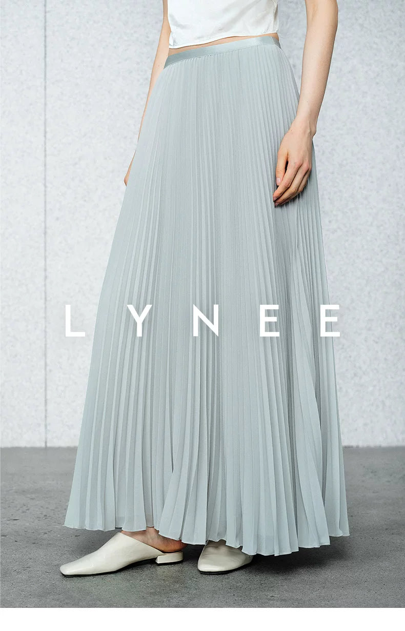 Elegant Chiffon Pleated A-Line Maxi Skirt