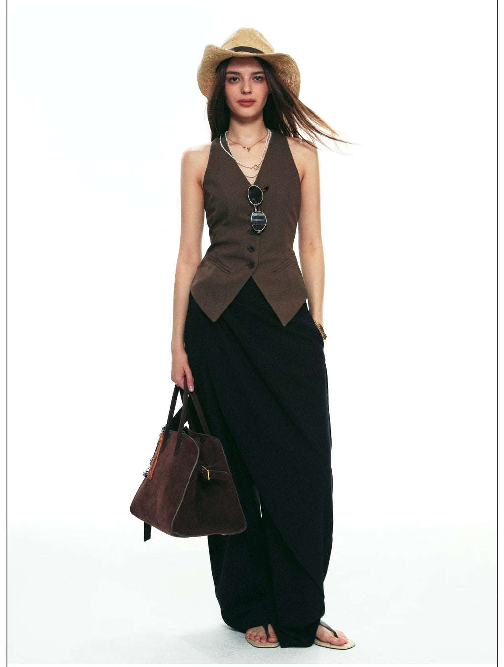 French-Inspired V-Neck Sleeveless Fitted Vest