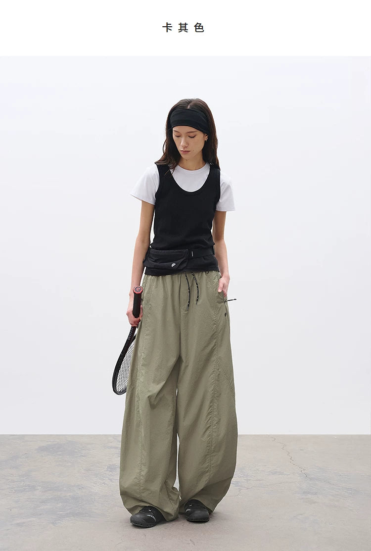 Loose Structured Panel Balloon Casual Pants