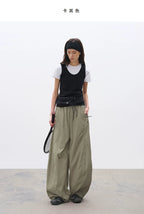 Loose Structured Panel Balloon Casual Pants