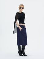 French Sheer Shawl Off-Shoulder Backless Top