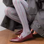 Designer Runway Red Stripe Panel Tights