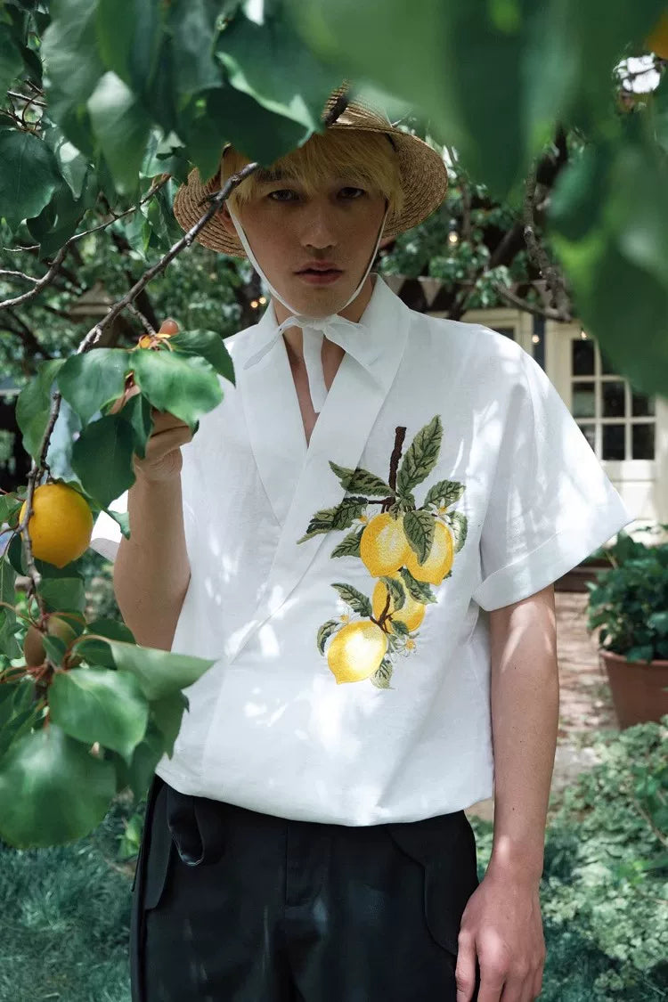 Botanical Embroidered Oversized Shirt