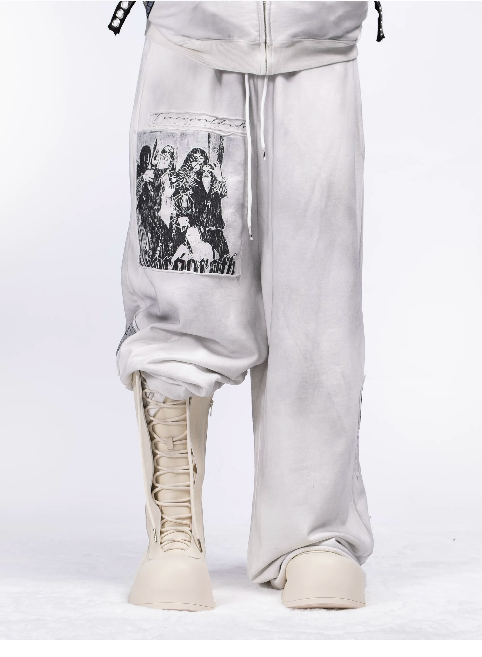 R/F White Architectural Round-Toe Platform Boots Secondary image