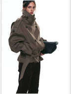 French Vintage Double-Breasted Cropped Trench Jacket