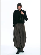Wrinkle-Resistant Draped Wide-Leg Parachute Pants