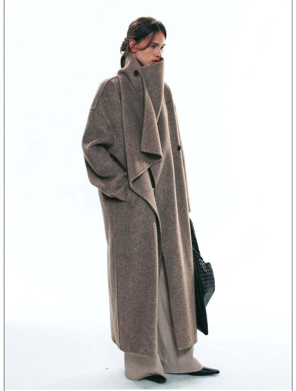 Premium Winter Stand-Collar Long Wool Coat