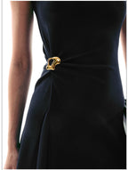 French Style Sleeveless Knot Detail Casual Work Dress