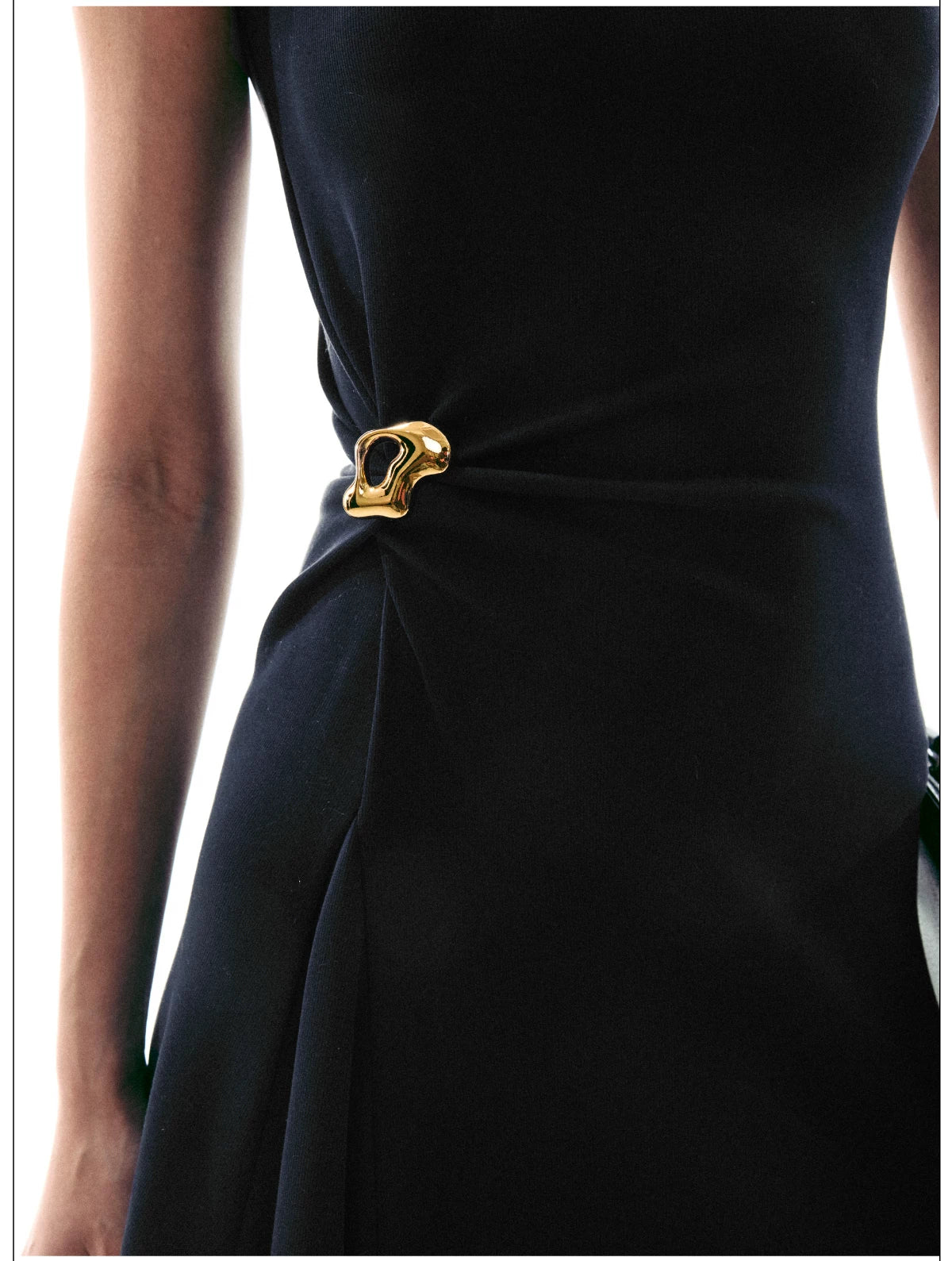 French Style Sleeveless Knot Detail Casual Work Dress