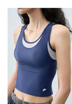 Summer Slim-Fit Two-in-One Color-Block Round Neck Tank Top