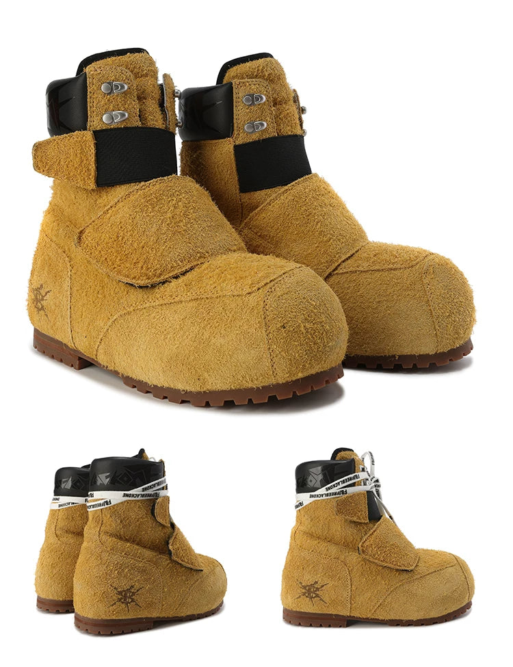 BLACK8MOB & FVVO “freeblack1” Cowhide High-Top Snow Boots