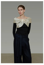 Spliced Off-Shoulder Knit Top