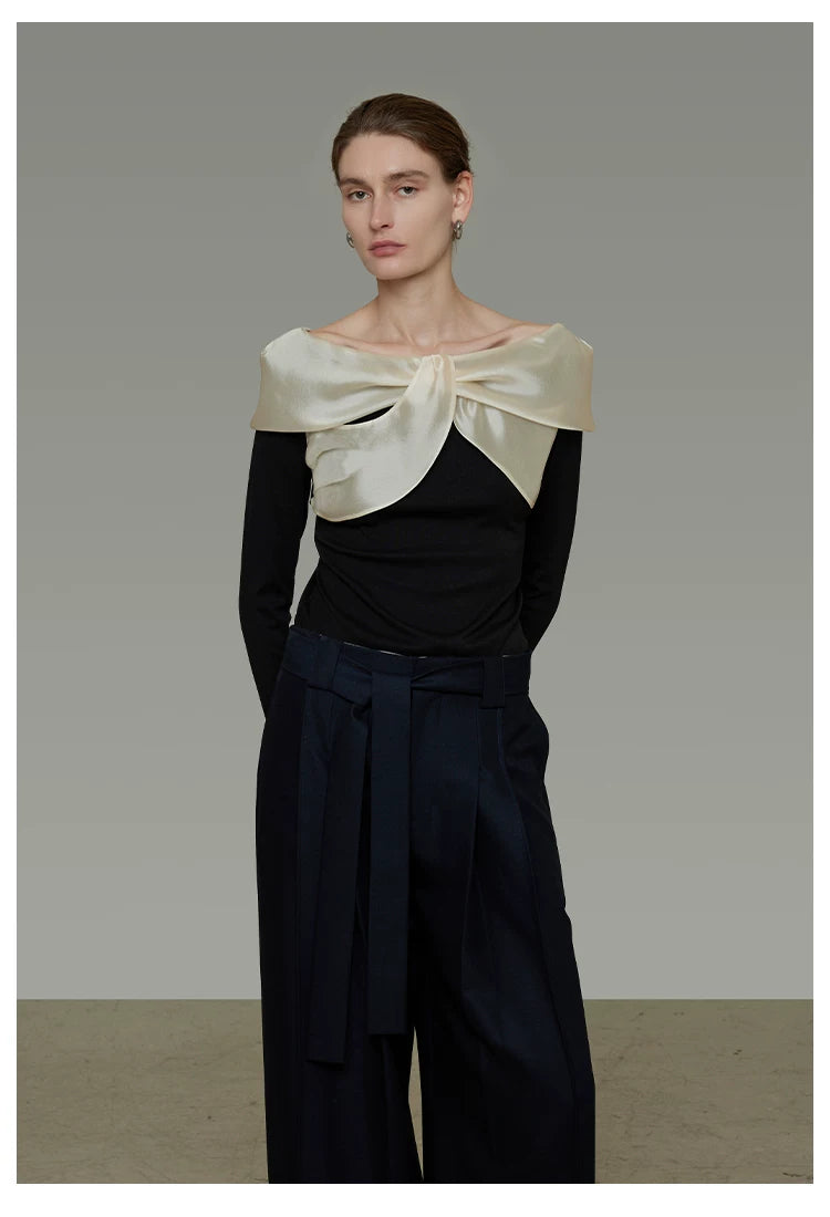 Spliced Off-Shoulder Knit Top