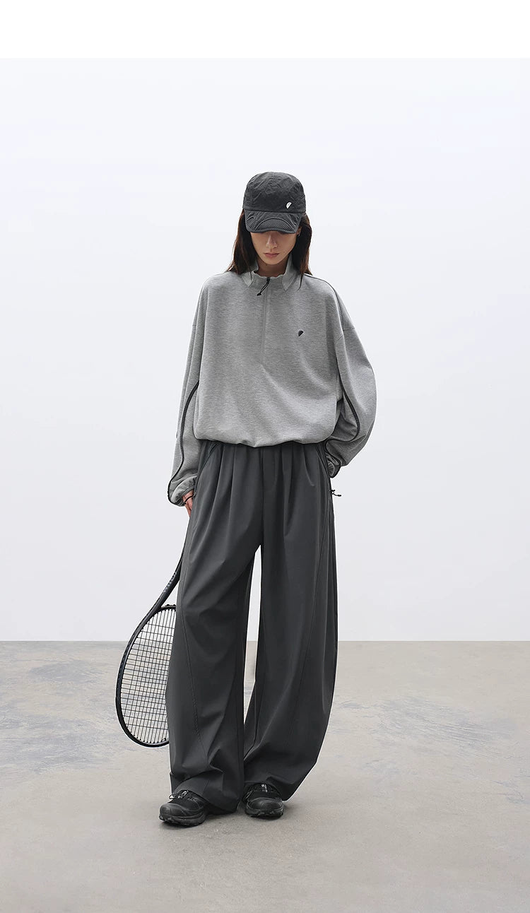 Loose Sun-Protective Cool Pants with Elastic Waist – Curved Casual Trousers