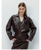 Brown Vintage Faux Leather Jacket