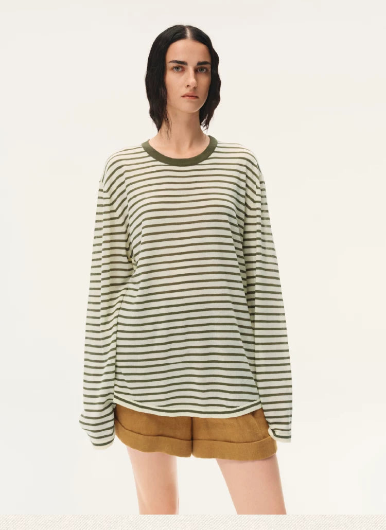 Striped Long Sleeve Knit Top
